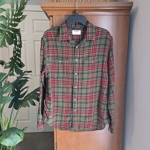 Old Navy Soft Flannel Plaid Button-Up Shirt Large